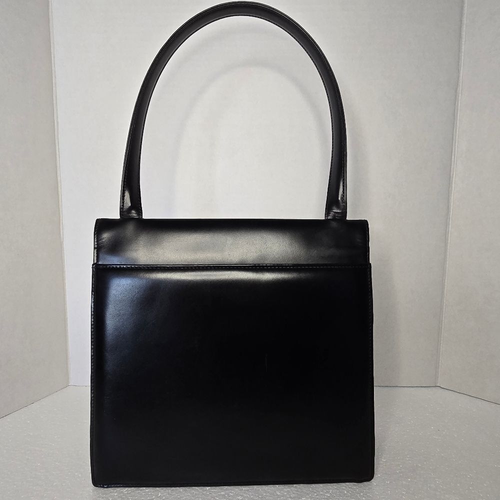 Givenchy Black Calfskin Leather Gold Logo Magnetic Snap Closure Top Handle Bag - Picture 7 of 12